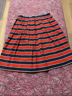 J. Crew Red and Navy Striped Circle Skirt